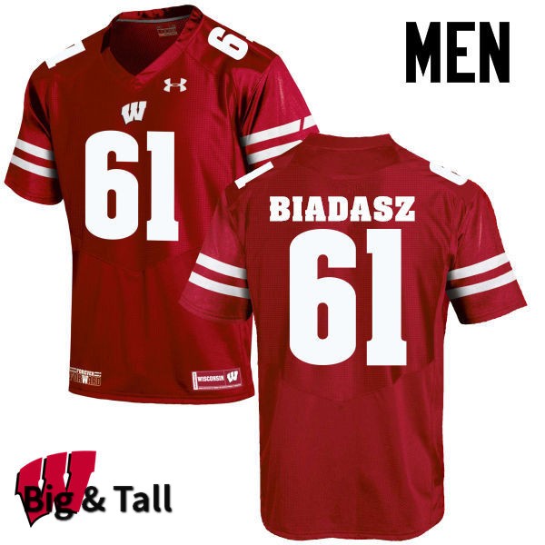 Wisconsin Badgers Men's #61 Tyler Biadasz NCAA Under Armour Authentic Red Big & Tall College Stitched Football Jersey OV40Y10MV